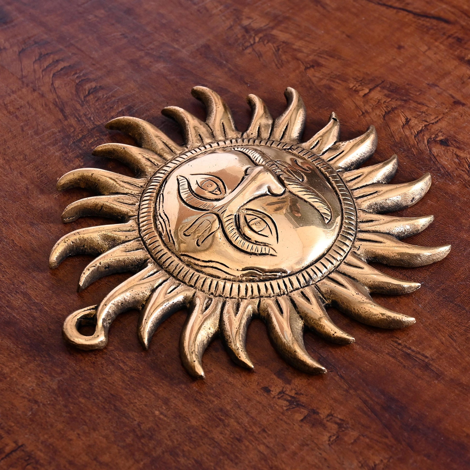 Brass Sun Face Wall Hanging (7.5")