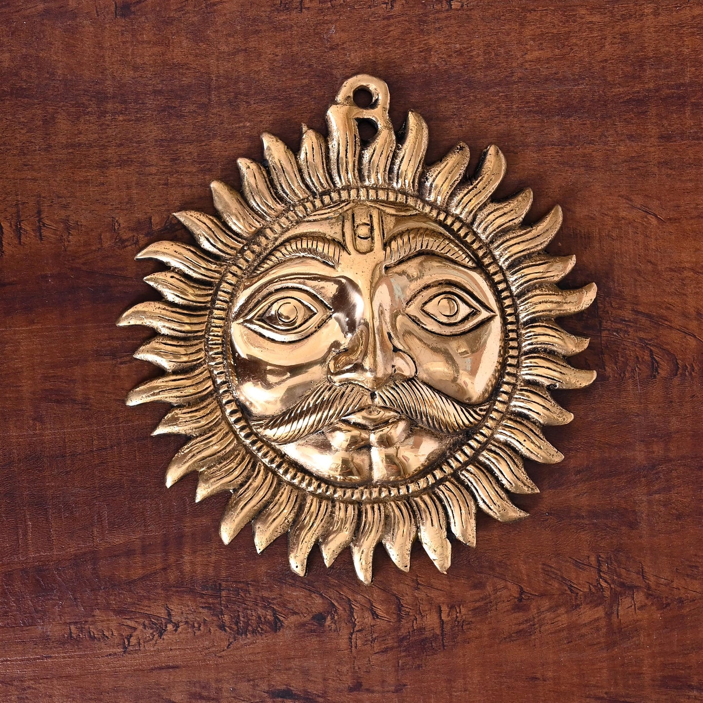 Brass Sun Face Wall Hanging (8 Inch)