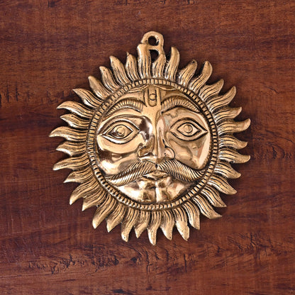 Brass Sun Face Wall Hanging (8 Inch)