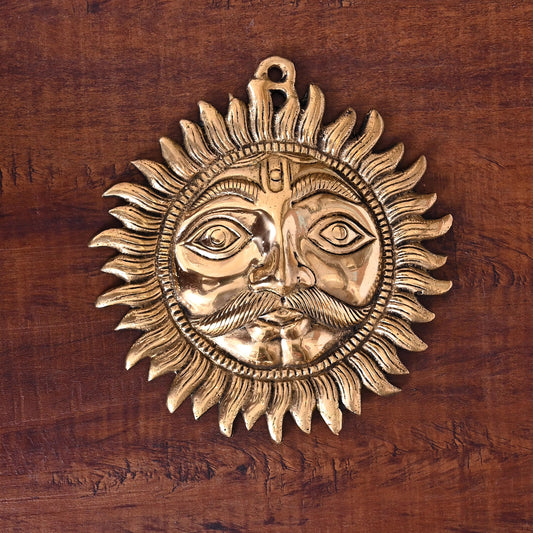Brass Sun Face Wall Hanging (8 Inch)