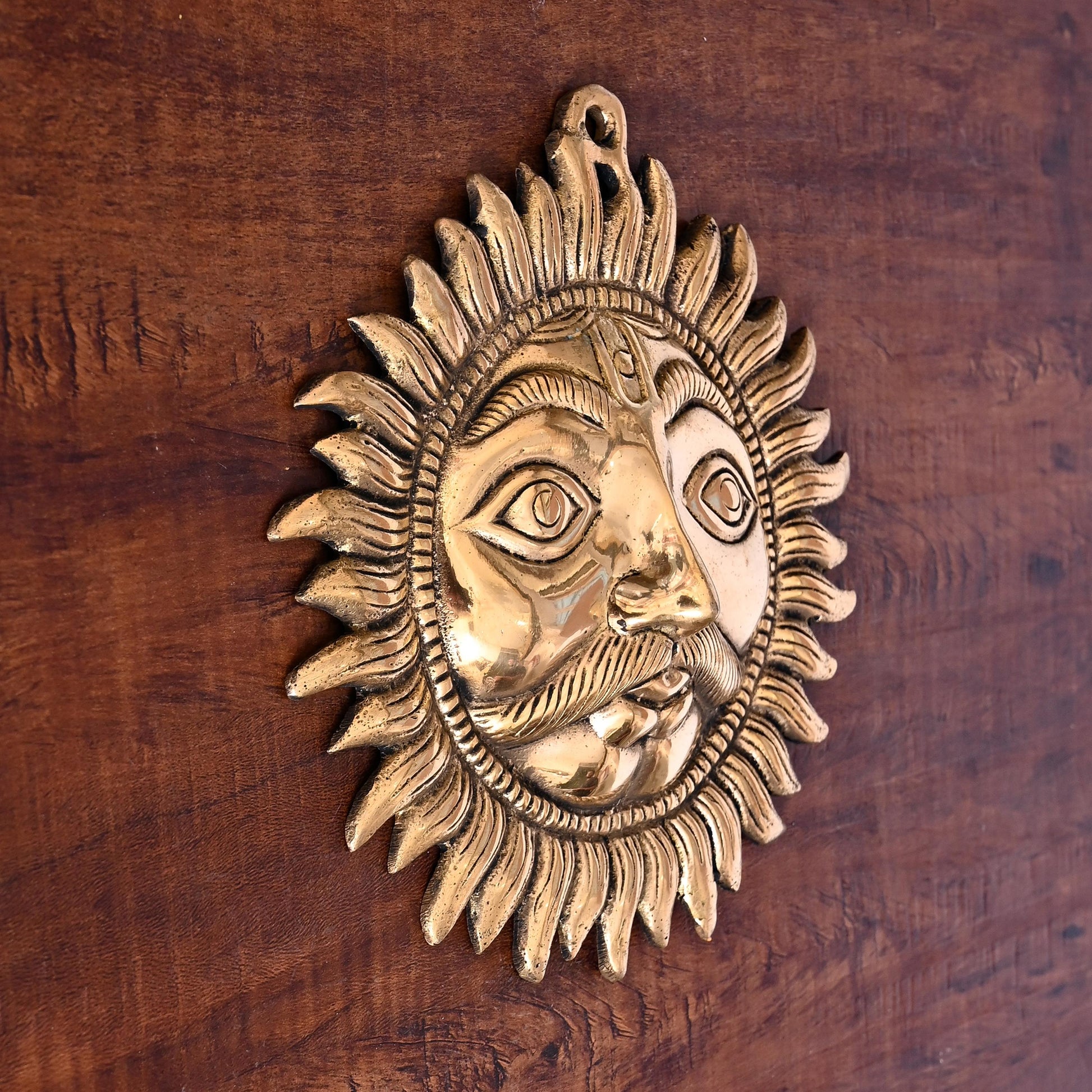 Brass Sun Face Wall Hanging (8 Inch)
