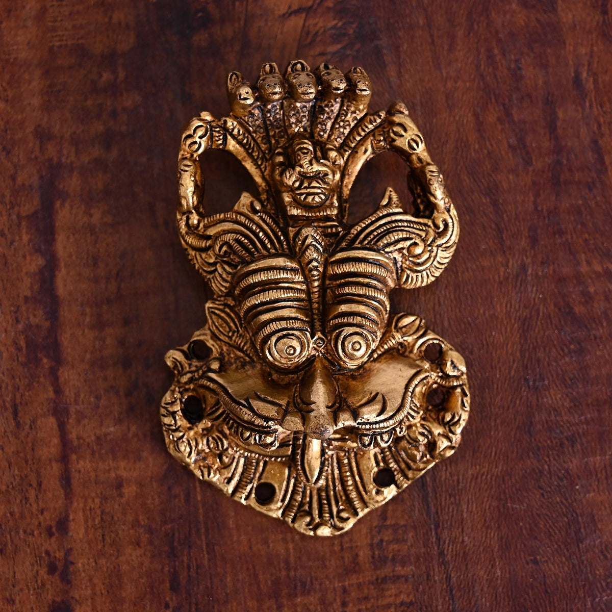 Brass Superfine Yali/kirtimukha Face Wall Hanging (4 Inch)