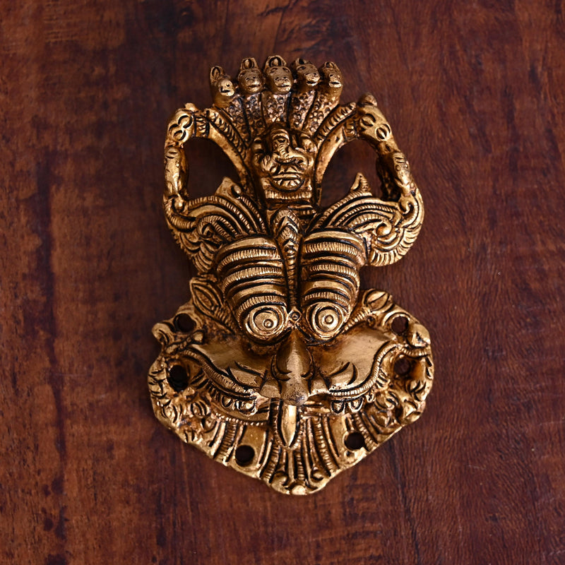 Brass Superfine Yali/kirtimukha Face Wall Hanging (4 Inch)