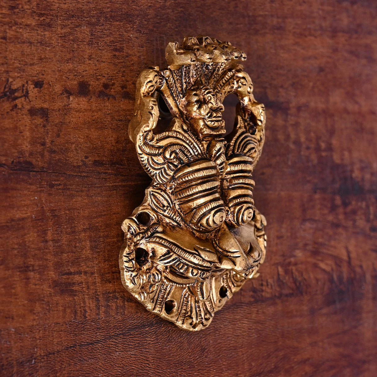 Brass Superfine Yali/kirtimukha Face Wall Hanging (4 Inch)