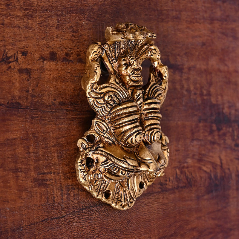 Brass Superfine Yali/kirtimukha Face Wall Hanging (4 Inch)