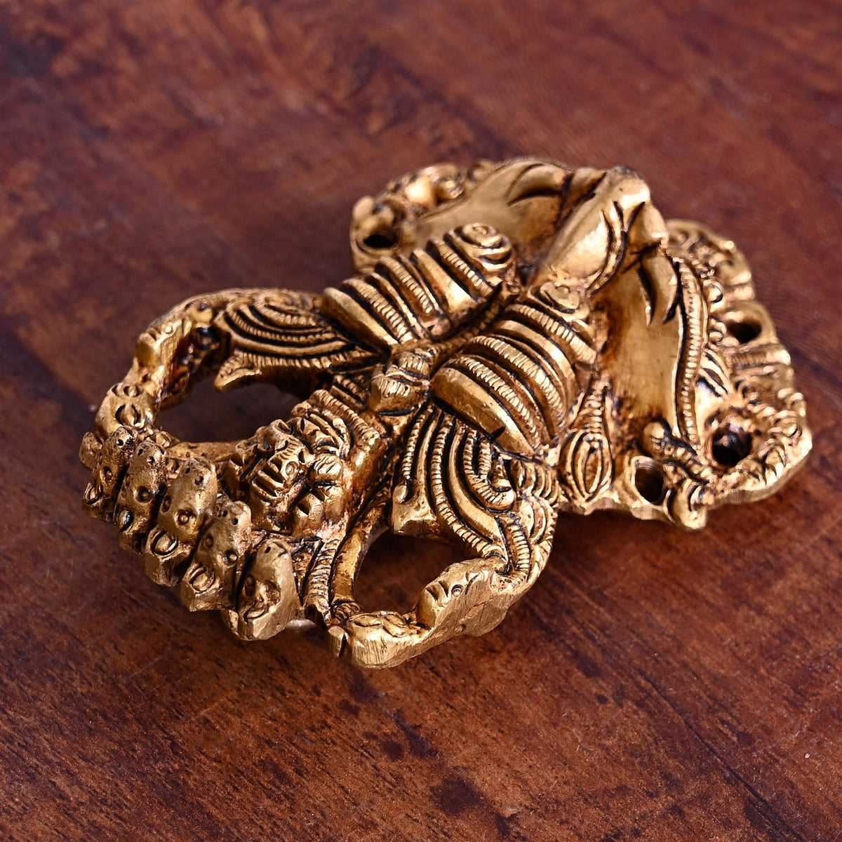 Brass Superfine Yali/kirtimukha Face Wall Hanging (4 Inch)
