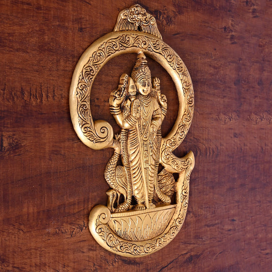Brass Lord Murugan/Kartikeya Wall Hanging (13.5 Inch)