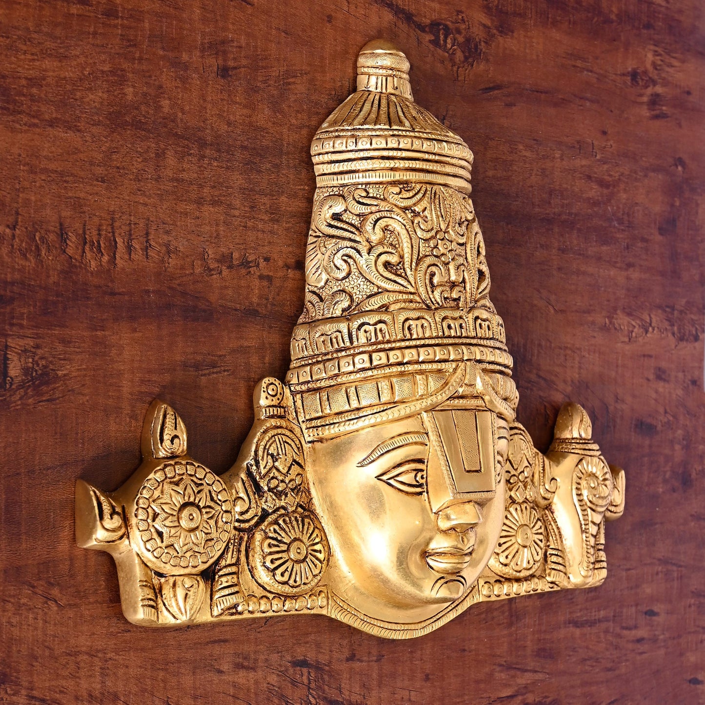Brass Tirupati Balaji/Venkateshwar Face Wall Hanging (12 Inch)