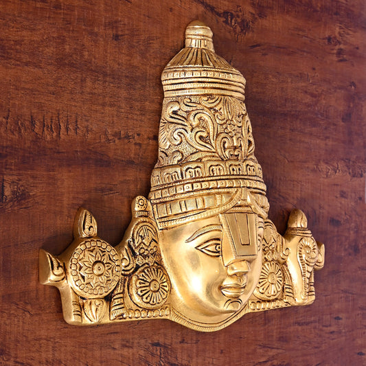 Brass Tirupati Balaji/Venkateshwar Face Wall Hanging (12 Inch)