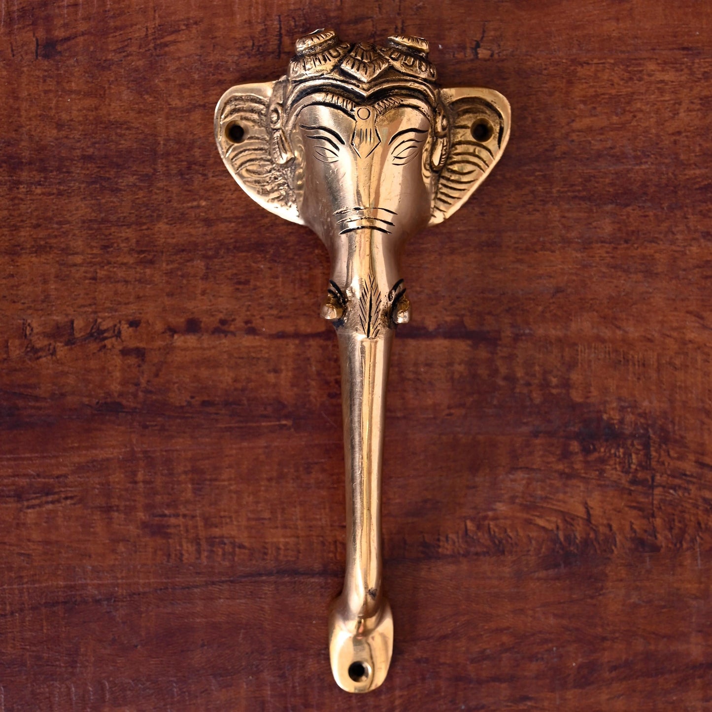 Brass Ganesha Face Door Handle (8 Inch)