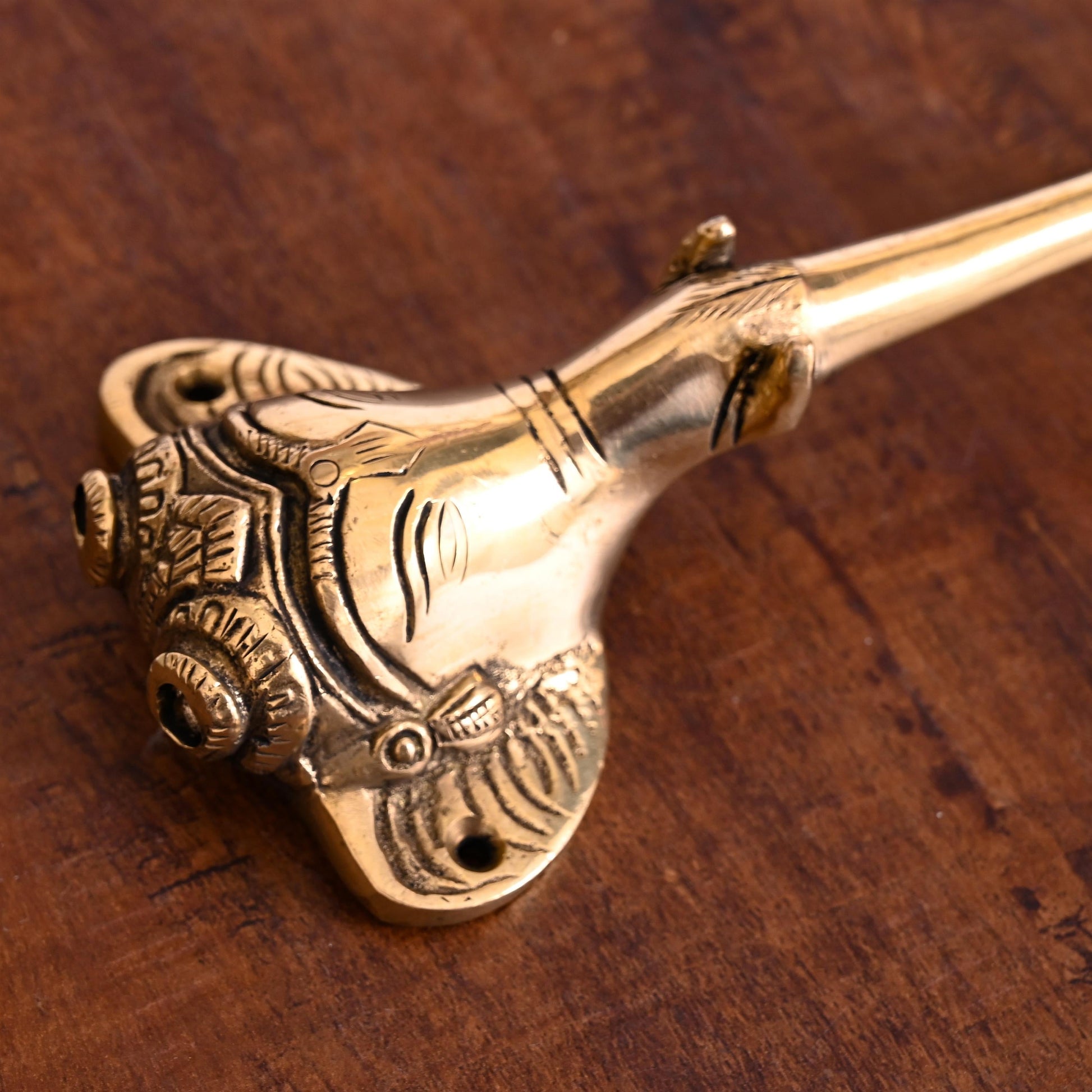 Brass Ganesha Face Door Handle (8 Inch)