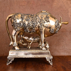 Brass Cow With Calf & Laddu Gopal Idol (16.5 Inch)