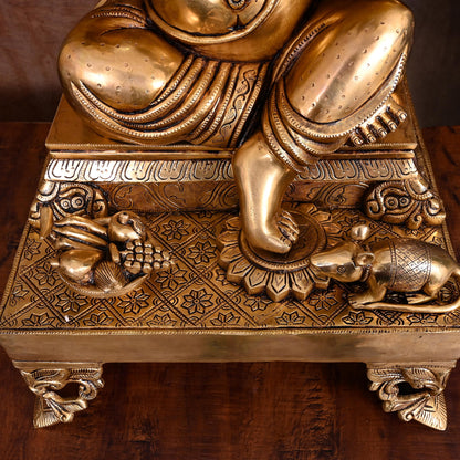 Brass Superfine Chowki Ganesha Statue (26 Inch)