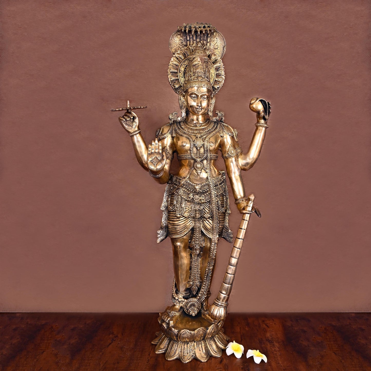 Brass Standing Lord Vishnu Statue (41 Inch)