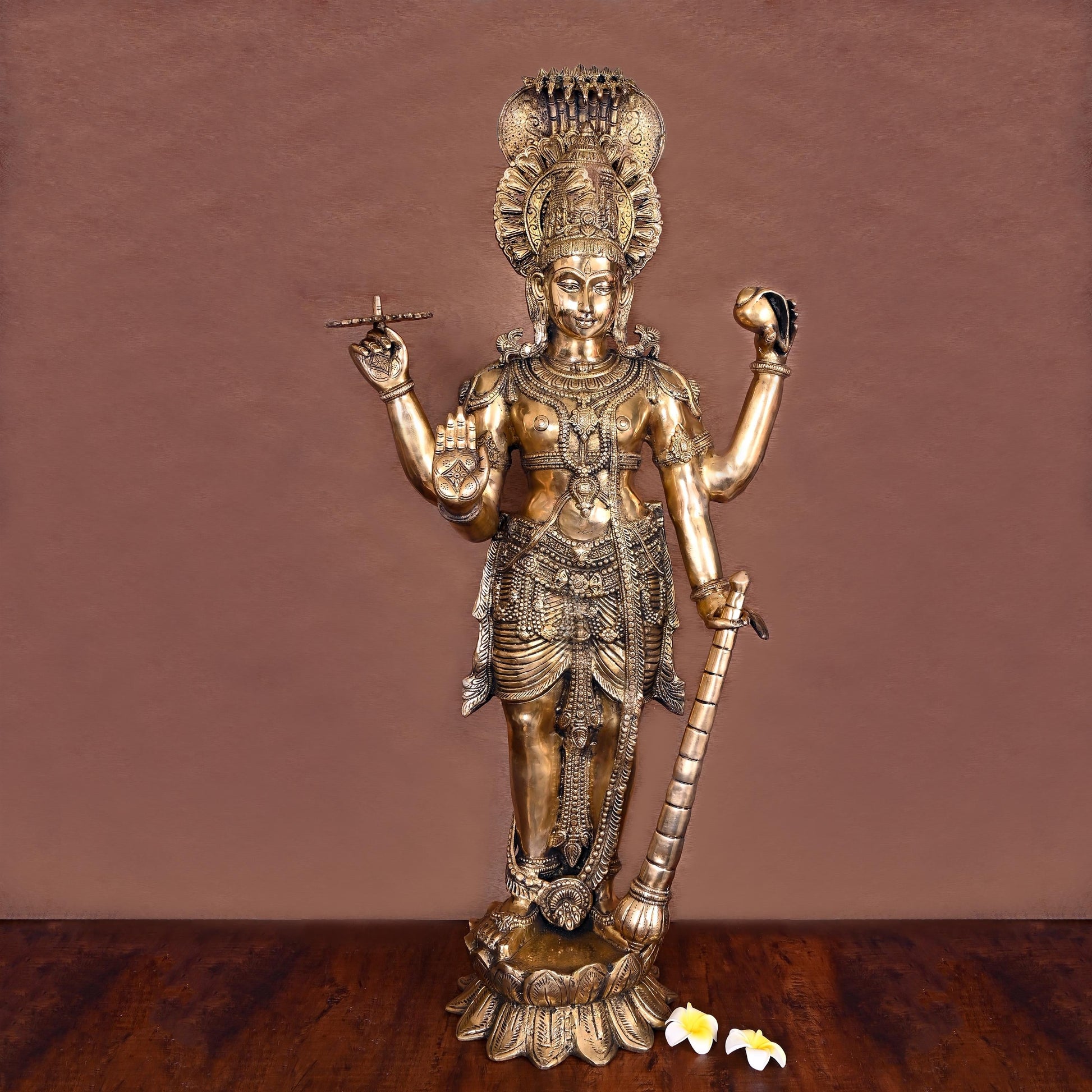 Brass Standing Lord Vishnu Statue (41 Inch)