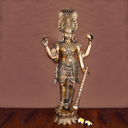 Brass Standing Lord Vishnu Statue (41 Inch)