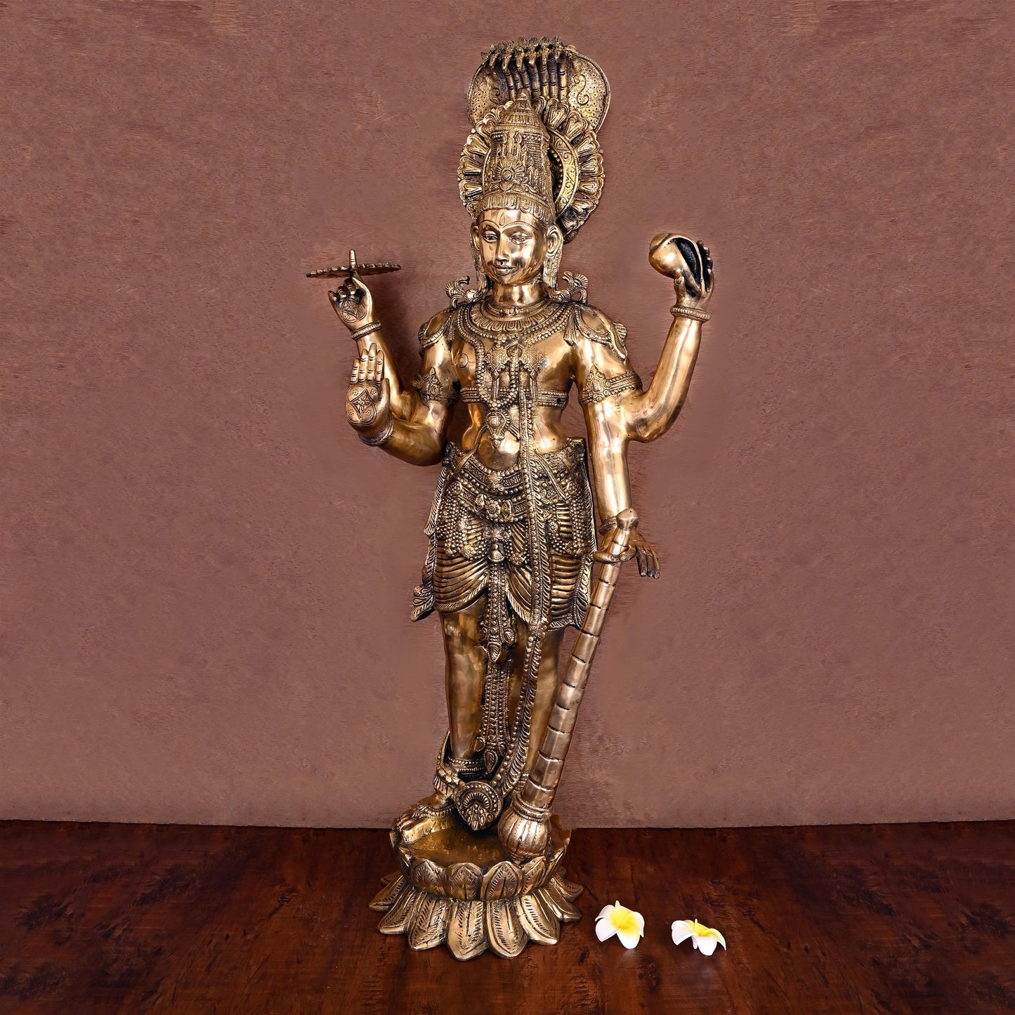 Brass Standing Lord Vishnu Statue (41 Inch)