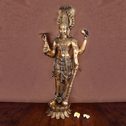 Brass Standing Lord Vishnu Statue (41 Inch)