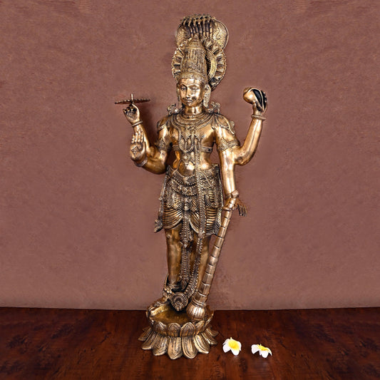 Brass Standing Lord Vishnu Statue (41 Inch)