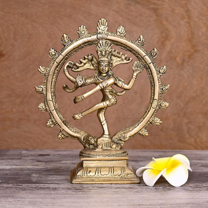Brass Nataraja Dancing Shiva Idol (7.5 Inch)