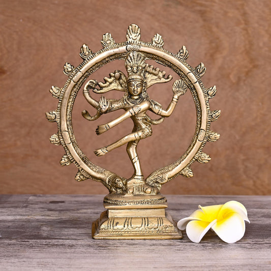 Brass Nataraja Dancing Shiva Idol (7.5 Inch)