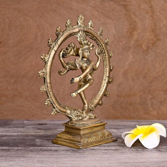 Brass Nataraja Dancing Shiva Idol (7.5 Inch)