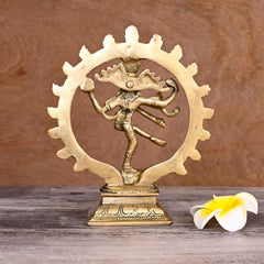 Brass Nataraja Dancing Shiva Idol (7.5 Inch)