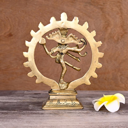 Brass Nataraja Dancing Shiva Idol (7.5 Inch)
