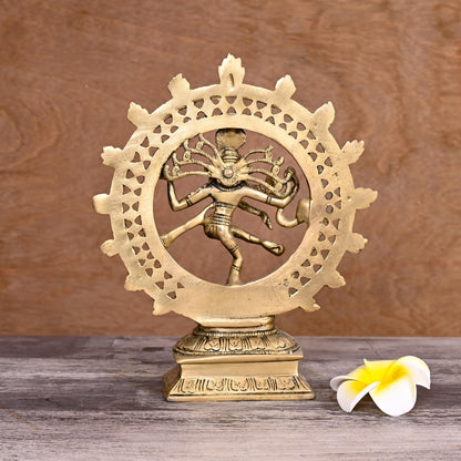 Brass Nataraja Dancing Shiva Statue (8.5 Inch)