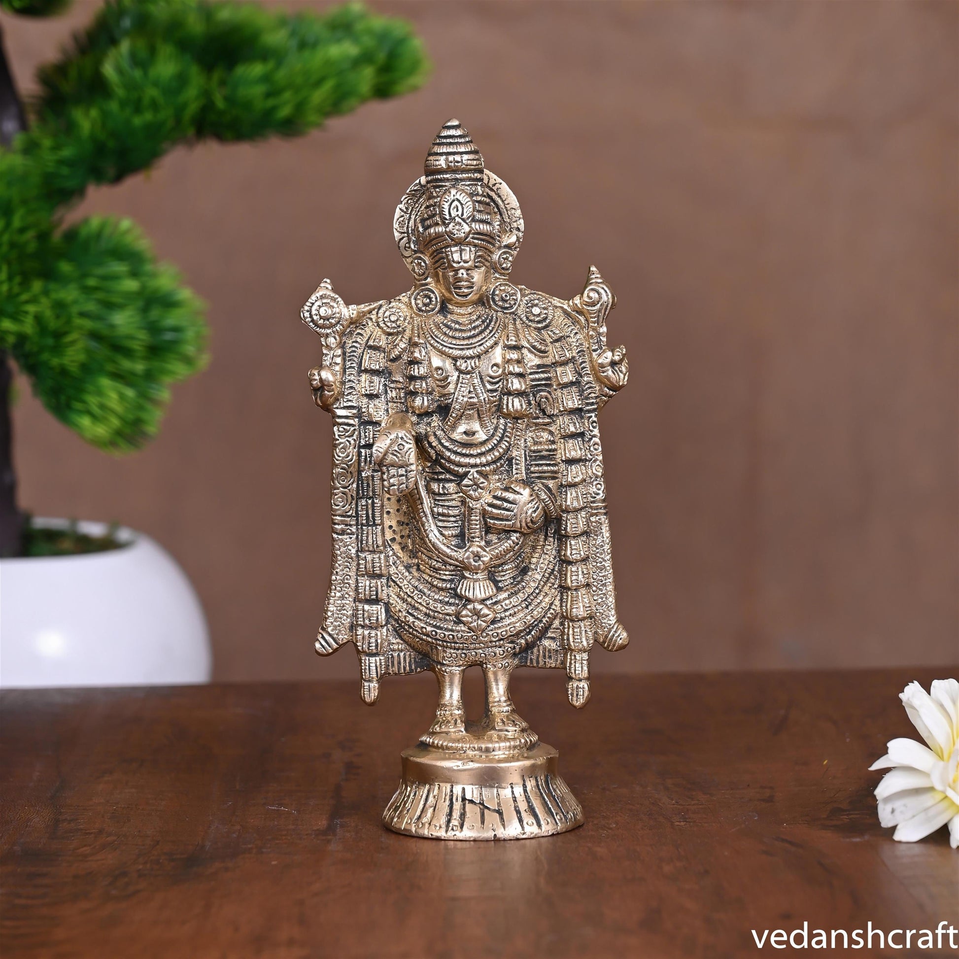 Brass Tirupati Balaji/Venkateshwar Idol (6 Inch)