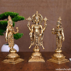 BRASS LORD BALAJI WITH SRI DEVI AND BHUDEVI SET (11.2")