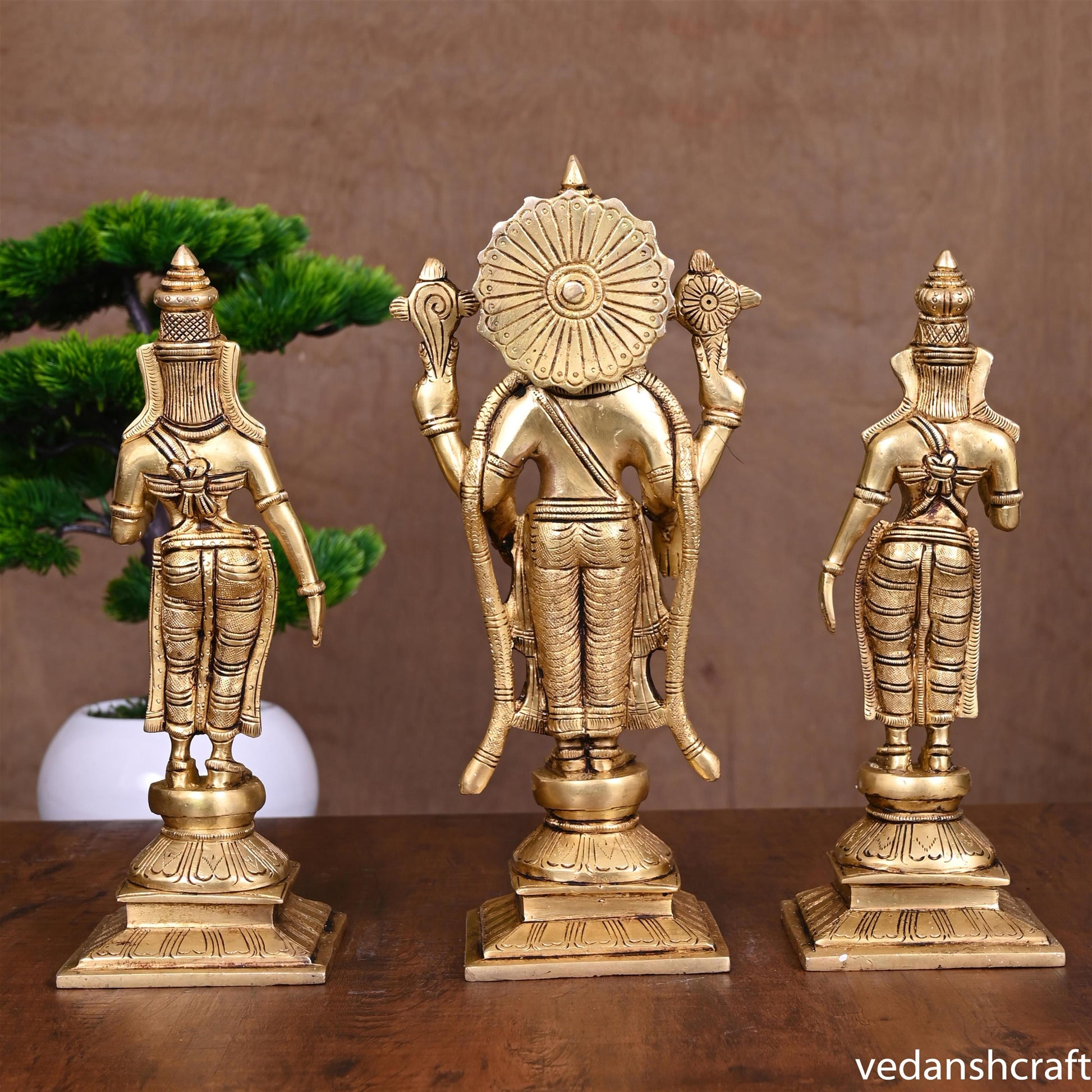 BRASS LORD BALAJI WITH SRI DEVI AND BHUDEVI SET (11.2")