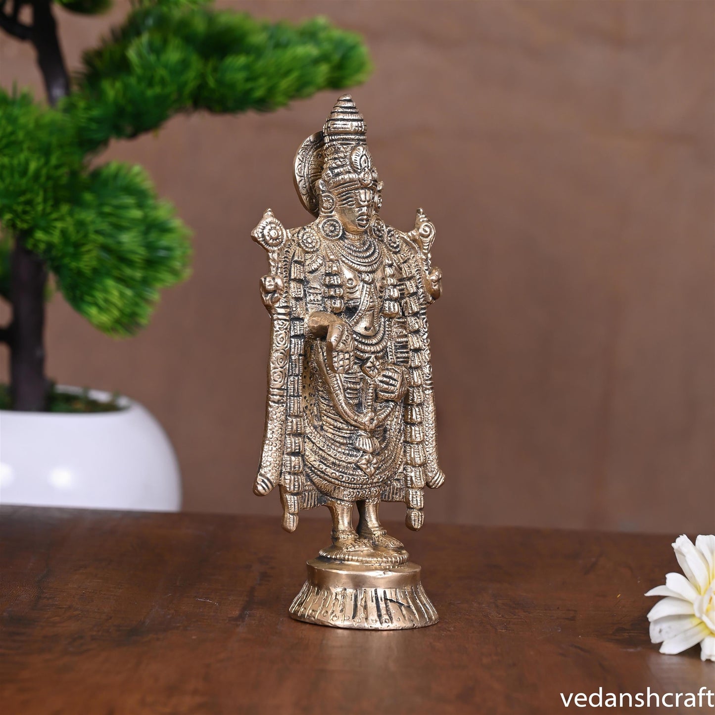 Brass Tirupati Balaji/Venkateshwar Idol (6 Inch)