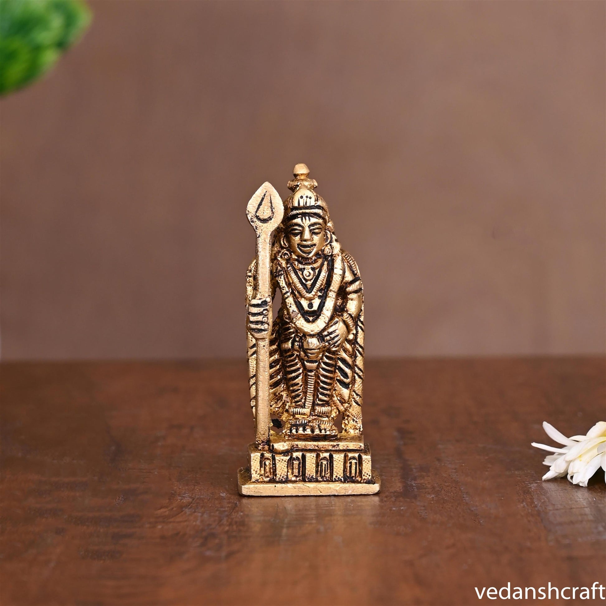 Brass Lord Murugan/Kartikeya Idol (3.2 Inch)
