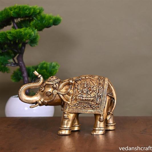 Brass Elephant Royal Statue (5 Inch)