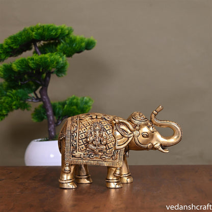 Brass Elephant Royal Statue (5 Inch)