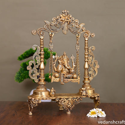 Brass Ganesha On Swing/Jhula (18.5 Inch)