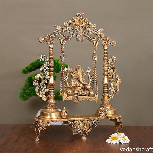 Brass Ganesha On Swing/Jhula (18.5 Inch)