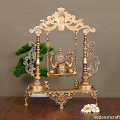 Brass Ganesha On Swing/Jhula (18.5 Inch)