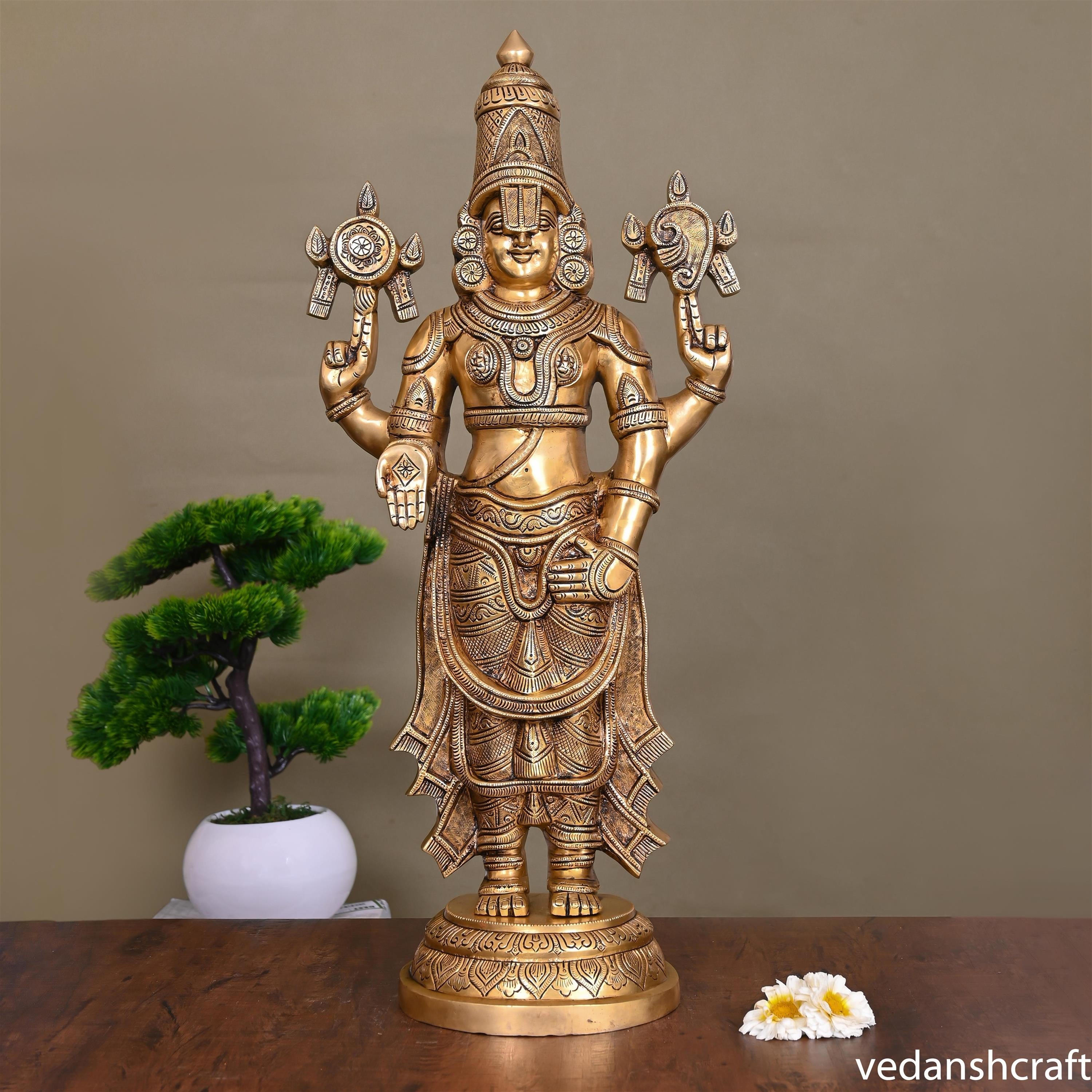 Brass Superfine Tirupati Balaji/Venkateshwar Idol (24 Inch)