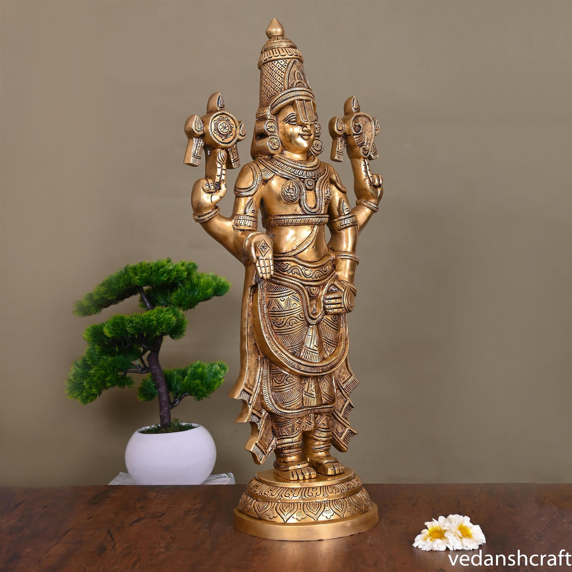 Brass Superfine Tirupati Balaji/Venkateshwar Idol (24 Inch)