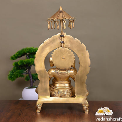 Brass Ganesha On Throne Idol (19.5 Inch)