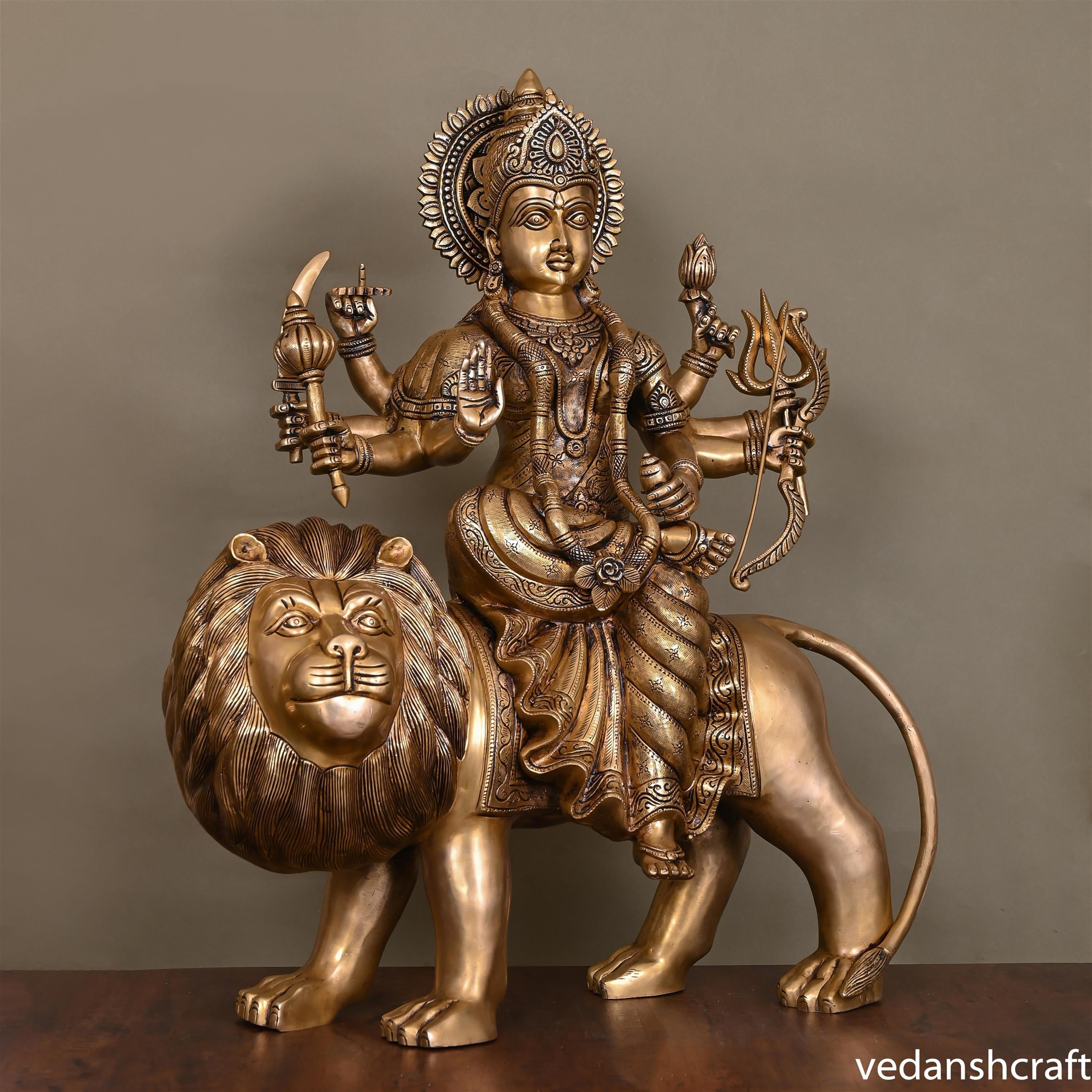 Brass Goddess Durga Superfine Idol (24.5 Inch)