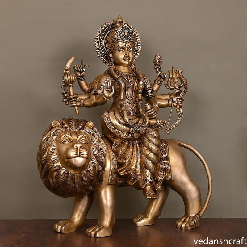 Brass Goddess Durga Superfine Idol (24.5 Inch)