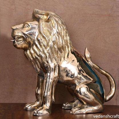 Brass Lion Statue (22 Inch)