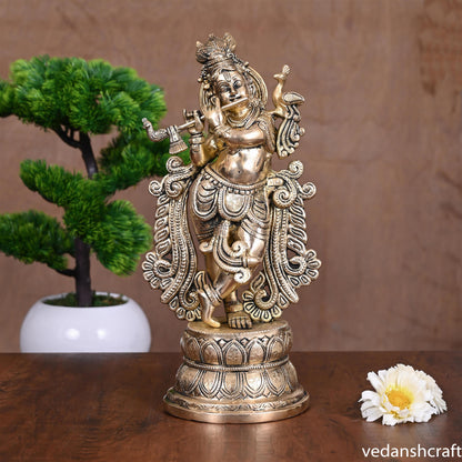 Brass Lord Krishna Statue (12 Inch)