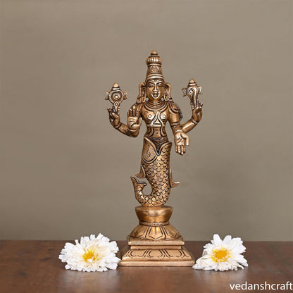Brass Superfine Dashavatara /Vishnu Avatars Statue Set (10 Inch)