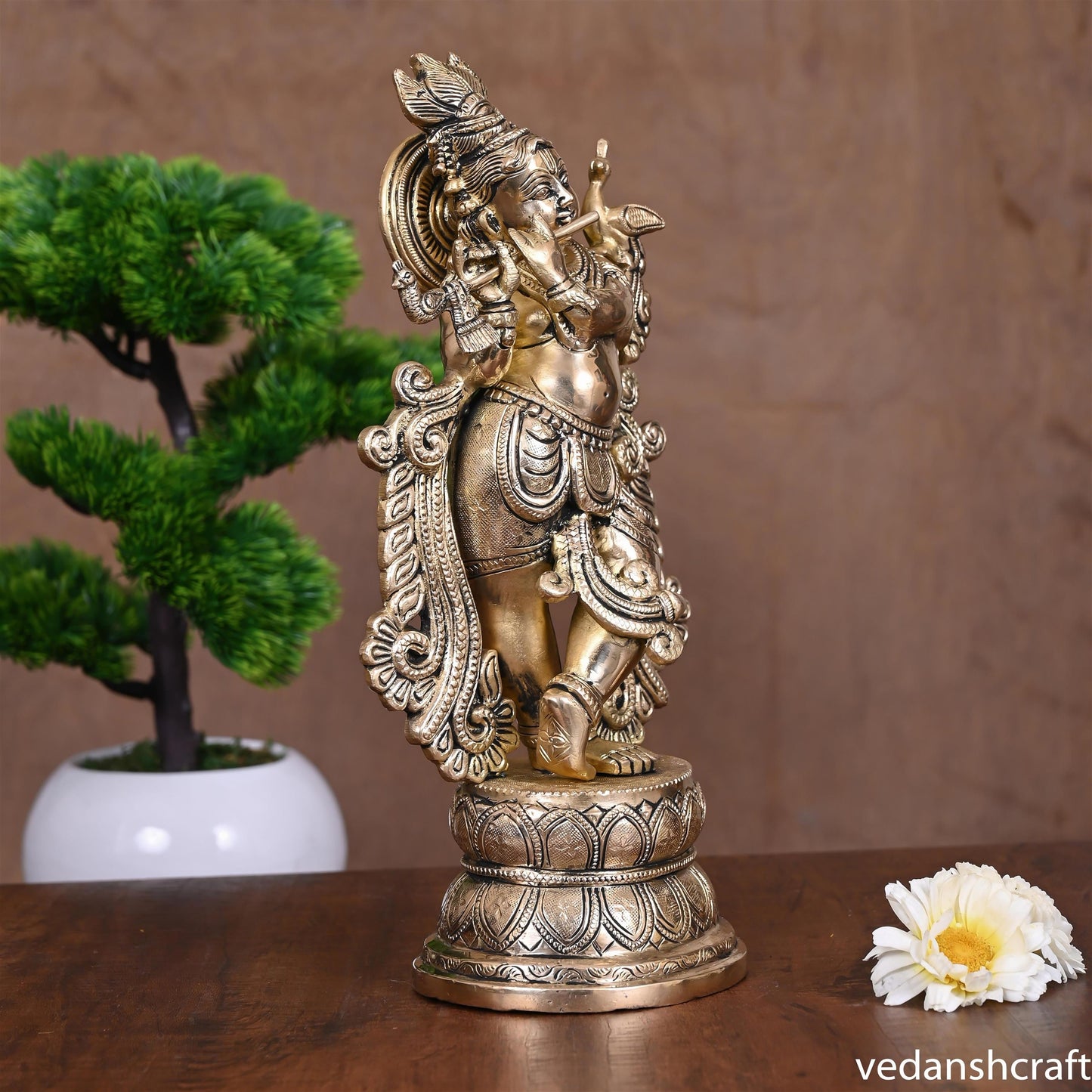 Brass Lord Krishna Statue (12 Inch)