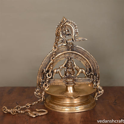 Brass Superfine Goddess Gaja Lakshmi Wall Hanging Diya (37.5 Inch)