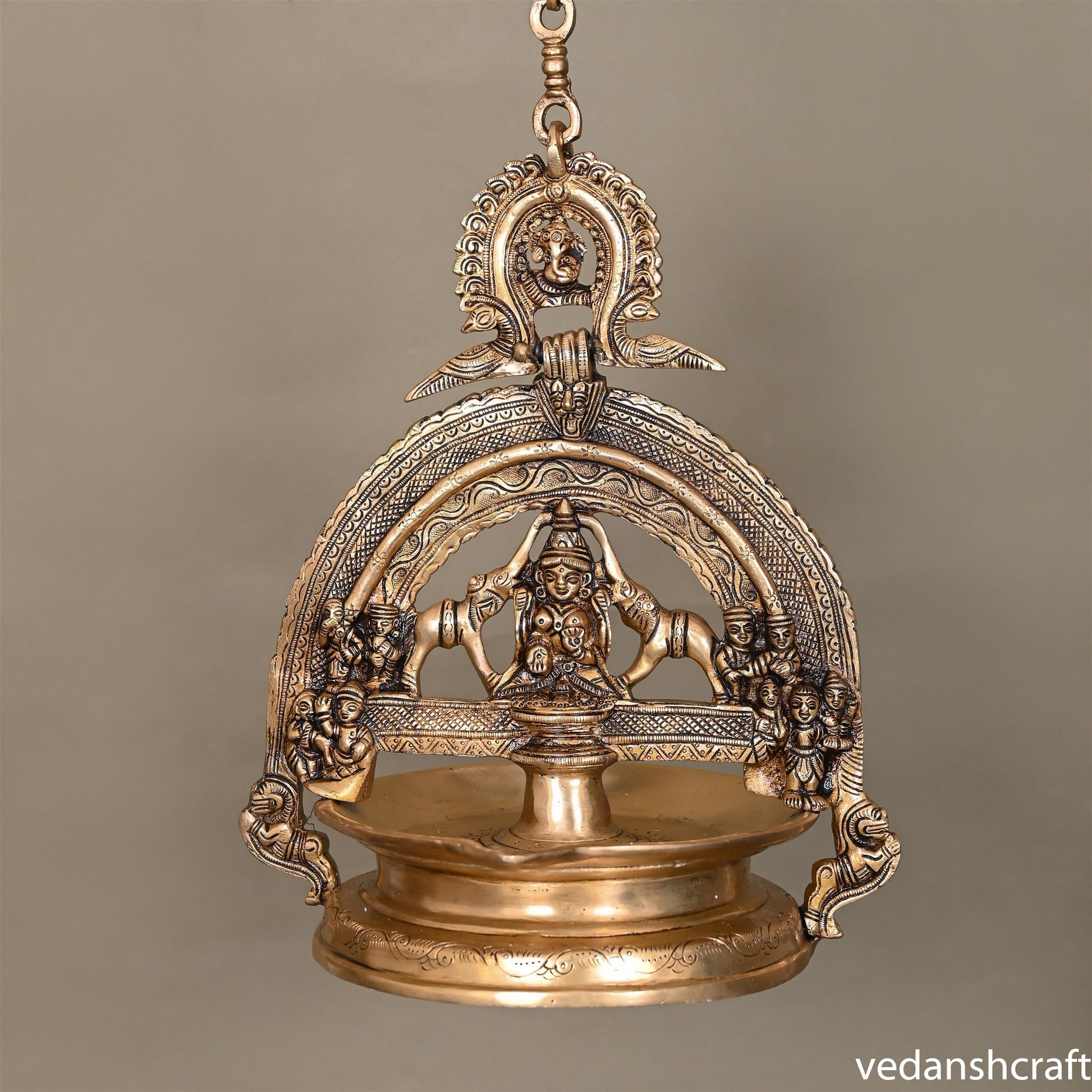 Brass Superfine Goddess Gaja Lakshmi Wall Hanging Diya (37.5 Inch)